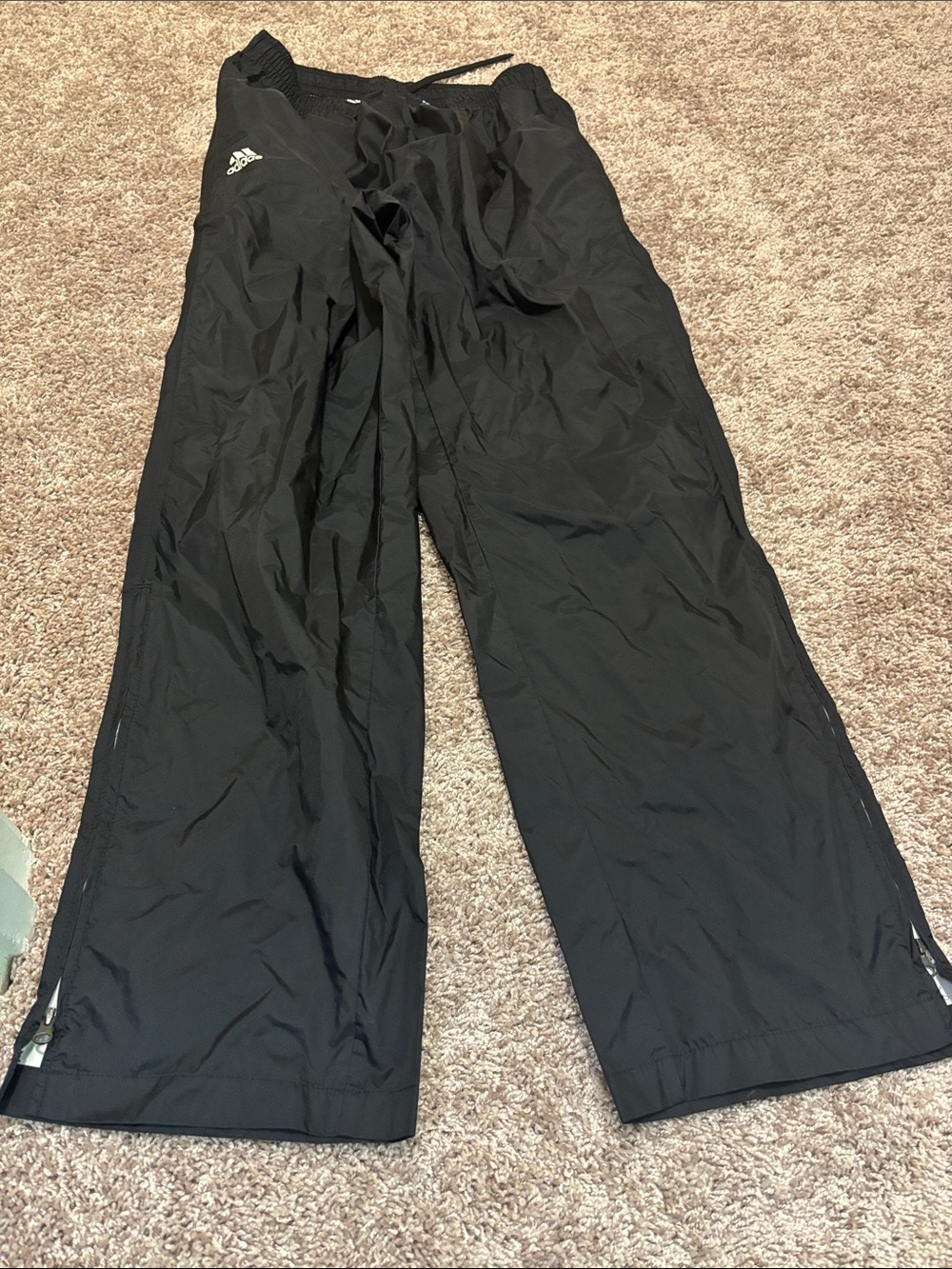 adidas Wind breaker Black Athletic Track Pants with Ankle Zippers